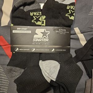 STARTER Black Label Men's Quarter Socks - Black and Green